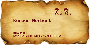 Kerper Norbert névjegykártya